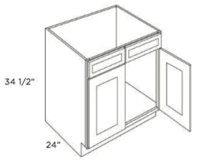 Frontier Shaker Medium Base Cabinet with Double Doors & Single Drawer - 27 Inch Width