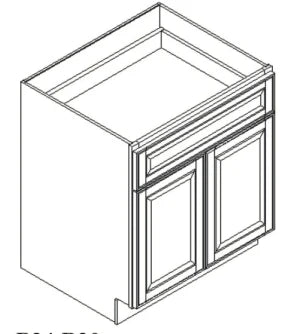 Newport White Medium Base Cabinet with Double Doors & Single Drawer - 30 Inch Width