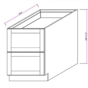 Modern White Shaker Drawer Base Cabinet 24 Inch 2 Door