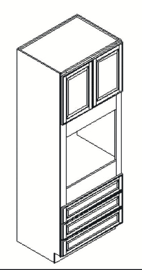 Classic Gray Shaker Oven Cabinet Unit 33 Inch Wide x 90 Inch High