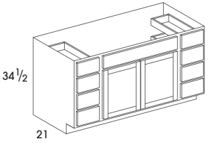 Classic Gray Shaker Sink Base Unit with 2 False Drawers 60 Inch