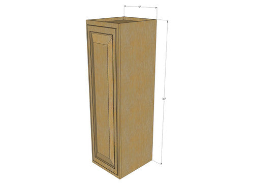 Small Single Door Classic Oak Wall Cabinet - 9 Inch Wide x 30 Inch High