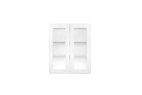Modern White Shaker Mullion Glass Door - 18 Inch Wide x 36 Inch High