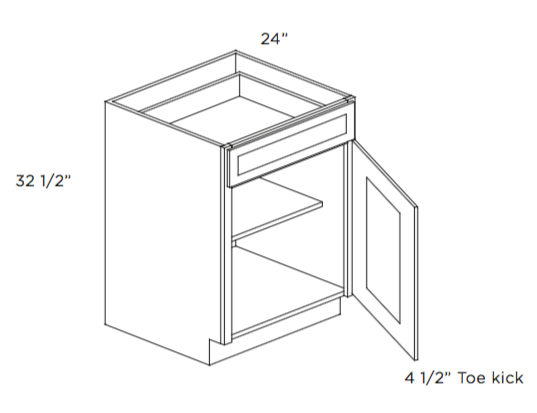 Modern White Shaker Small Base Cabinet with 12 Inch Door & Drawer