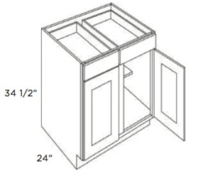Mojave Shaker Large Base Cabinet with Double Doors & Two Drawers - 33 Inch Width