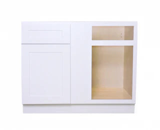 Modern White Shaker Straight Corner Blind Base Cabinet 42 to 45 Inches