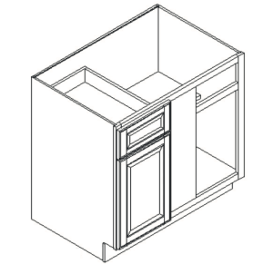 Classic Gray Shaker Straight Corner Blind Base Cabinet 42 to 45 Inches