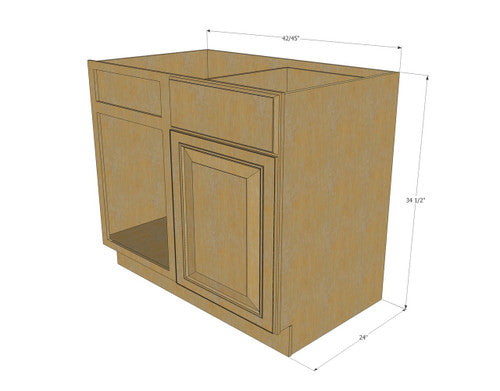 Classic Oak Straight Corner Blind Base Cabinet 42 to 45 Inches