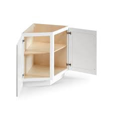 Modern White Shaker Angle Corner Base Cabinet with False Door