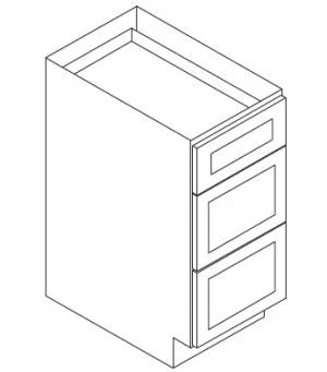 Newport White 3 Drawer Base Cabinet 15 Inch