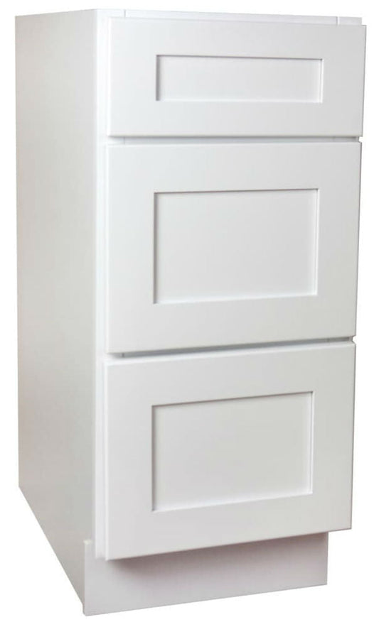 Modern White Shaker 3 Drawer Base Cabinet 30 Inch