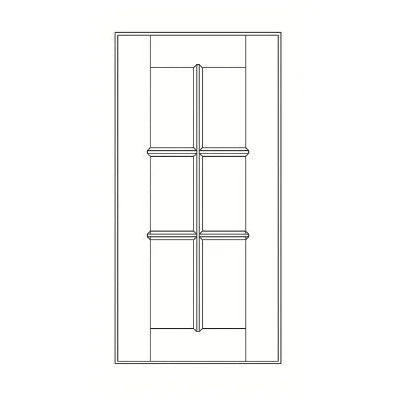 Pacific Shaker Diagonal Mullion Glass Door - 27 Inch Wide x 42 Inch High