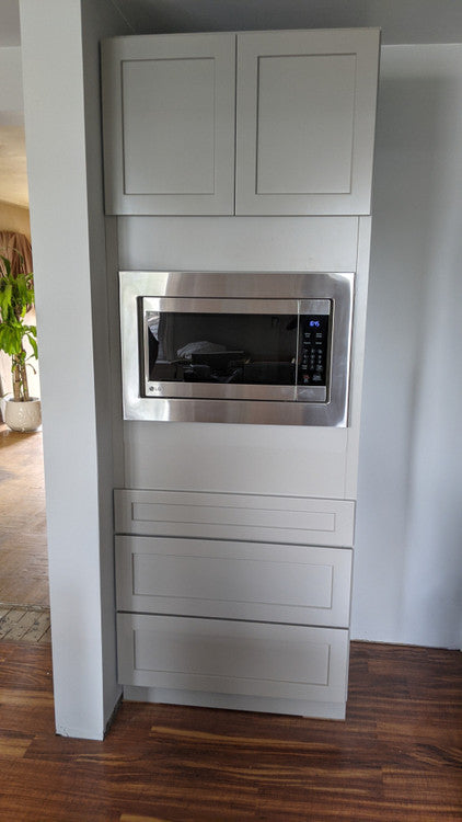 Modern White Shaker Oven Cabinet Unit 33 Inch Wide x 84 Inch High