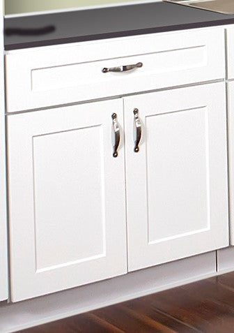 Modern White Shaker Sink Base Unit with 2 False Drawers 30 Inch
