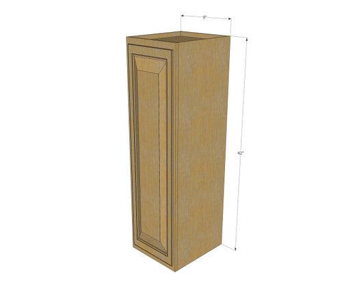 Small Single Door Classic Oak Wall Cabinet - 9 Inch Wide x 36 Inch High