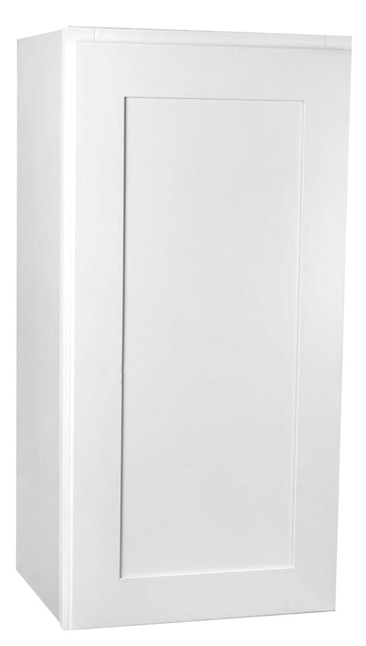 Small Single Door Modern White Shaker Wall Cabinet - 9 Inch Wide x 42 Inch High