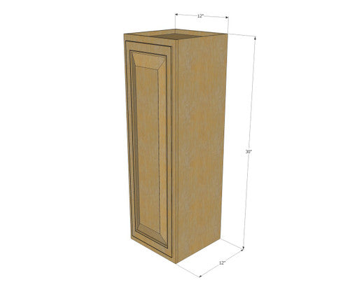Small Single Door Classic Oak Wall Cabinet - 12 Inch Wide x 30 Inch High