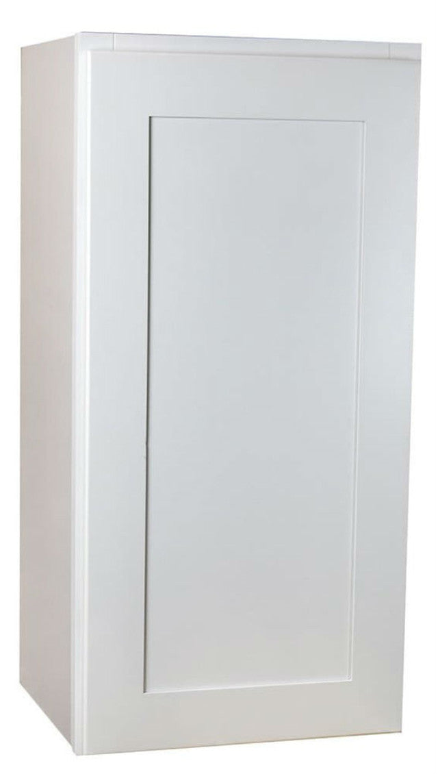 Small Single Door Modern White Shaker Wall Cabinet - 15 Inch Wide x 30 Inch High