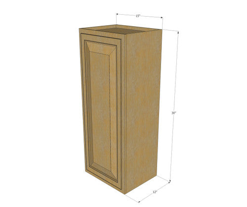 Small Single Door Classic Oak Wall Cabinet - 15 Inch Wide x 30 Inch High