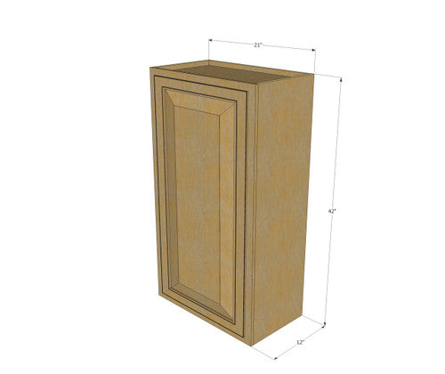 Small Single Door Classic Oak Wall Cabinet - 15 Inch Wide x 42 Inch High