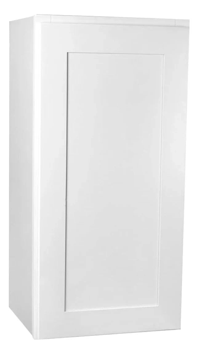 Small Single Door Classic Gray Shaker Wall Cabinet - 15 Inch Wide x 42 Inch High