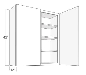 Small Single Door Classic Gray Shaker Wall Cabinet - 21 Inch Wide x 42 Inch High