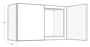 Classic Oak Horizontal Overhead Wall Cabinet - 30 Inch Wide x 18 Inch High