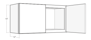 Classic Gray Shaker Horizontal Overhead Wall Cabinet - 33 Inch Wide x 15 Inch High