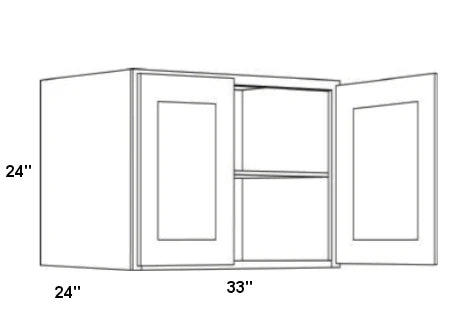 Classic Gray Shaker Horizontal Fridge Wall Cabinet - 33 Inch Wide x 24 Inch High x 24 Inch Deep