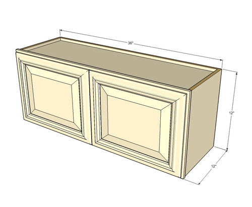 Modern White Shaker Wall Cabinet - 36 Inch Wide x 12 Inch High x 24 Inch Deep