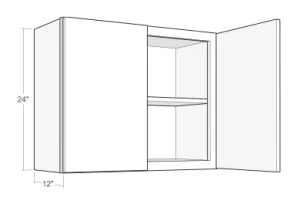 Classic Gray Shaker Horizontal Overhead Wall Cabinet - 36 Inch Wide x 24 Inch High
