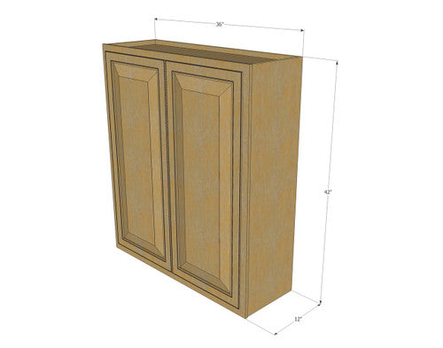 Large Double Door Classic Oak Wall Cabinet - 36 Inch Wide x 42 Inch High