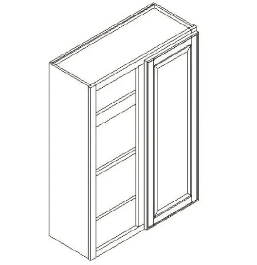 Single Door Straight Corner Newport White Blind Wall Cabinet - 27 Inch Wide x 30 Inch High