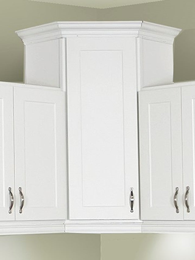 Modern White Shaker Diagonal Corner Wall Cabinet - 24 Inch Wide x 36 Inch High