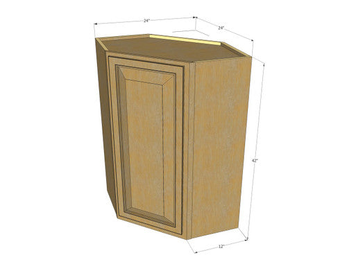 Classic Oak Diagonal Corner Wall Cabinet - 24 Inch Wide x 36 Inch High