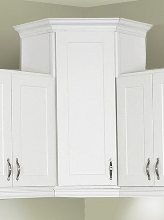 Modern White Shaker Diagonal Corner Wall Cabinet - 24 Inch Wide x 42 Inch High