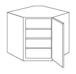 Pacific Shaker Wall Diagonal Cabinet 27 Inch Wide x 36 Inch High