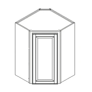 Classic Gray Shaker Diagonal Corner Cabinet - 27 Inch Wide x 42 Inch High