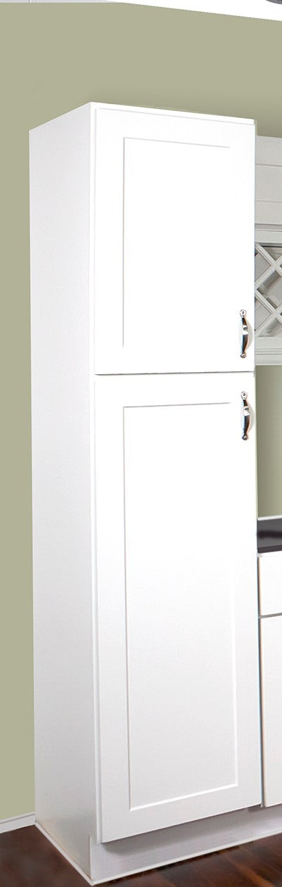 Modern White Shaker Pantry Cabinet Unit 18 Inch Wide x 84 Inch High