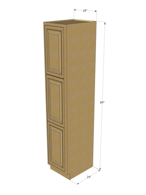 Classic Oak Pantry Cabinet Unit 18 Inch Wide x 84 Inch High