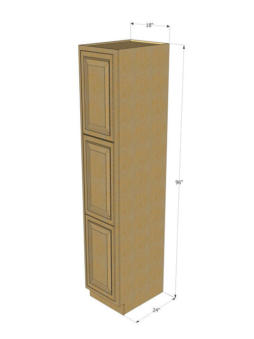 Classic Oak Pantry Cabinet Unit 18 Inch Wide x 96 Inch High