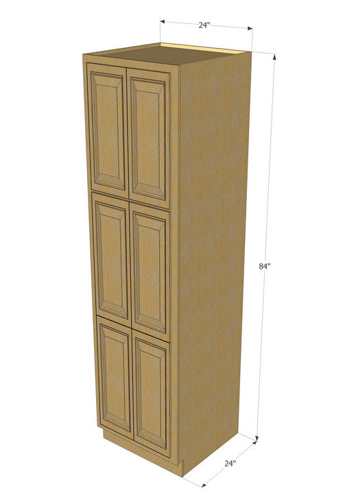 Classic Oak Pantry Cabinet Unit 24 Inch Wide x 84 Inch High