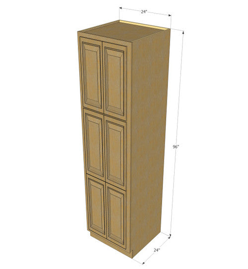 Classic Oak Pantry Cabinet Unit 24 Inch Wide x 96 Inch High